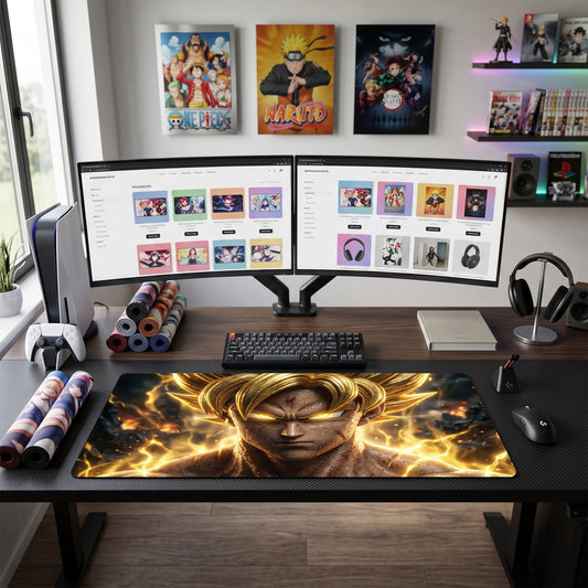 Goku anime mouse pad XL gaming desk mat Super Saiyan Portrait Flare