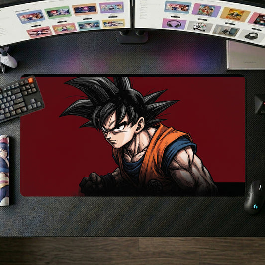 Goku anime mouse pad XL gaming desk mat Super Saiyan Portrait Red