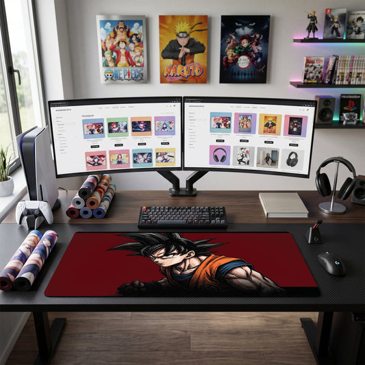 Goku anime mouse pad XL gaming desk mat Super Saiyan Portrait Red