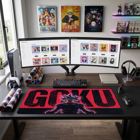 Goku anime mouse pad XL gaming desk mat Super Saiyan Red Embossed