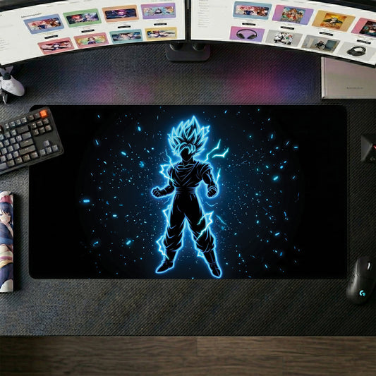 Goku anime mouse pad XL gaming desk mat Super Saiyan Silhouette Electric