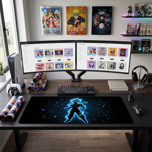 Goku anime mouse pad XL gaming desk mat Super Saiyan Silhouette Electric
