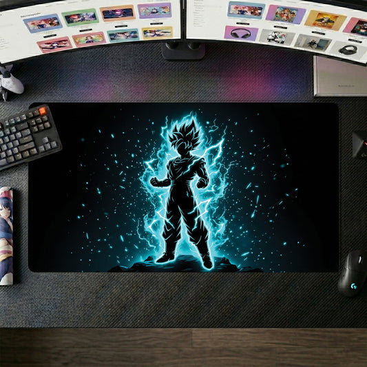 Goku anime mouse pad XL gaming desk mat Super Saiyan Silhouette Electric 3