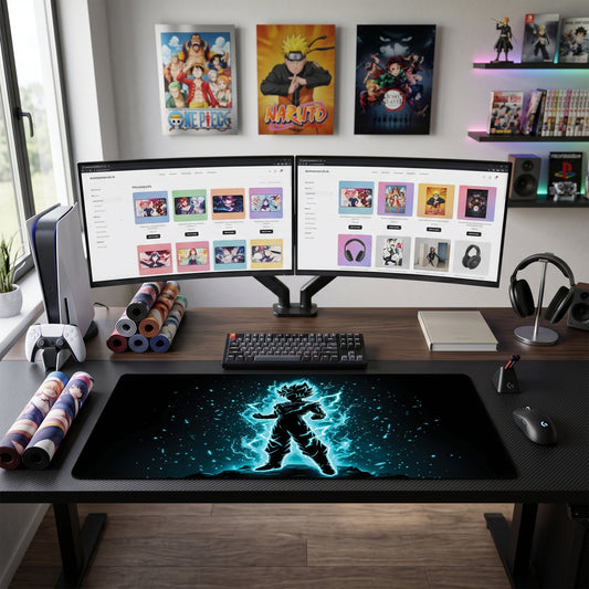 Goku anime mouse pad XL gaming desk mat Super Saiyan Silhouette Electric 3