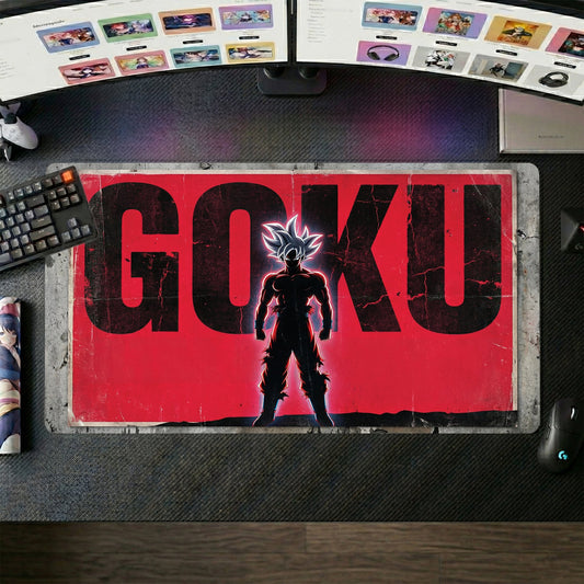 Goku anime mouse pad XL gaming desk mat Super Saiyan Silhouette Red