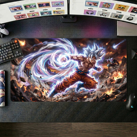 Goku anime mouse pad XL gaming desk mat Ultra Instinct Aura Explosion
