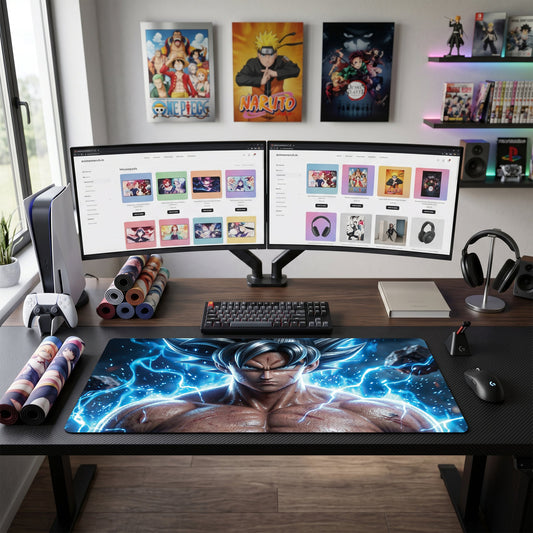 Goku anime mouse pad XL gaming desk mat Ultra Instinct Portrait Electric