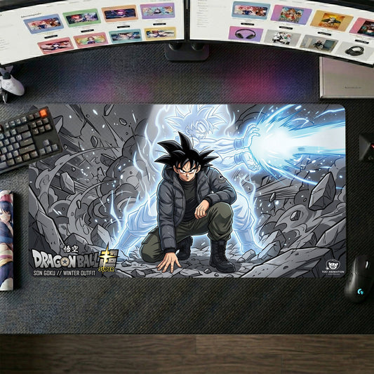 Goku anime mouse pad XL gaming desk mat Winter Outfit Aura Explosion
