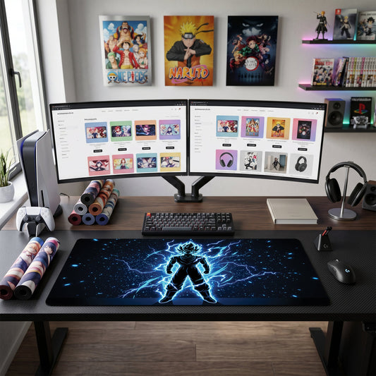 Vegeta anime mouse pad XL gaming desk mat Super Saiyan Silhouette Electric