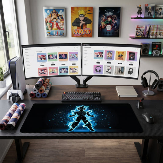 Vegeta anime mouse pad XL gaming desk mat Super Saiyan Silhouette Electric 5