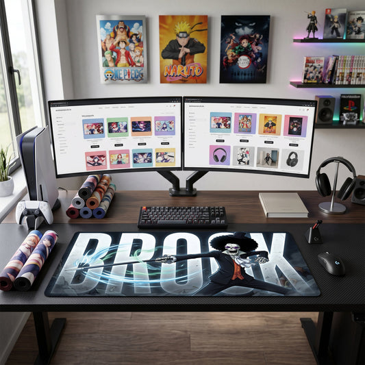 Brook anime mouse pad XL gaming desk mat Dynamic Sword Pose Gothic Urban