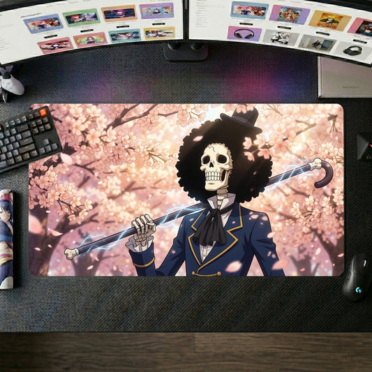 Brook anime mouse pad XL gaming desk mat Holding Sword Gothic Chic