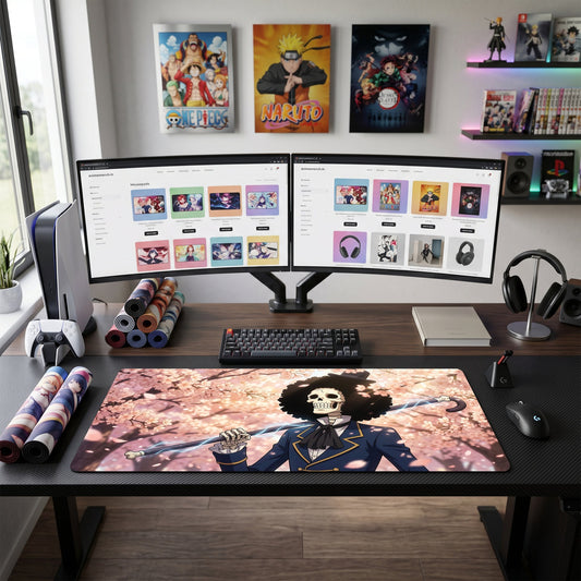 Brook anime mouse pad XL gaming desk mat Holding Sword Gothic Chic