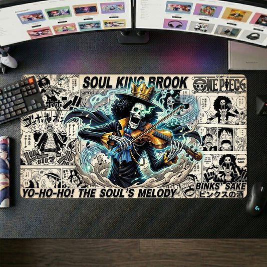 Brook anime mouse pad XL gaming desk mat Playing Violin Gothic Soul