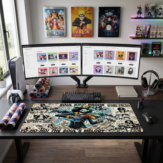 Brook anime mouse pad XL gaming desk mat Playing Violin Gothic Soul