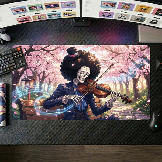 Brook anime mouse pad XL gaming desk mat Playing Violin Whimsical Dreams