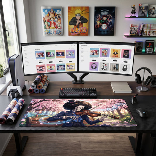 Brook anime mouse pad XL gaming desk mat Playing Violin Whimsical Dreams