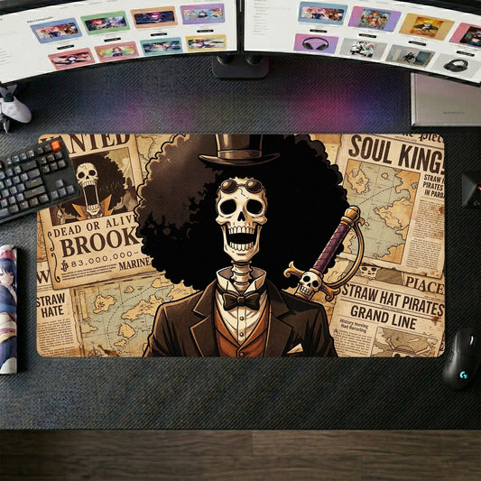 Brook anime mouse pad XL gaming desk mat Skeleton Pose Gothic Chic
