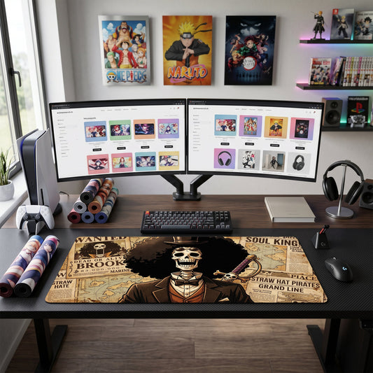 Brook anime mouse pad XL gaming desk mat Skeleton Pose Gothic Chic