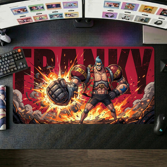 Franky anime mouse pad XL gaming desk mat Fist Forward Cyberpunk Explosion