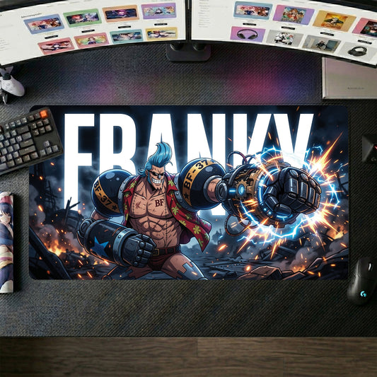 Franky anime mouse pad XL gaming desk mat Powerful Punch Preparation Cyberpunk