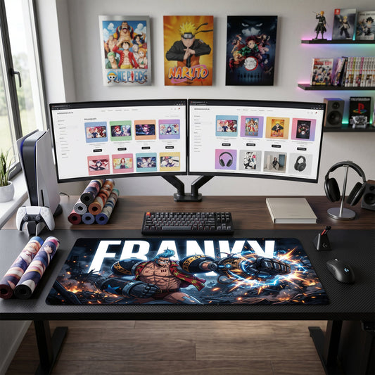 Franky anime mouse pad XL gaming desk mat Powerful Punch Preparation Cyberpunk