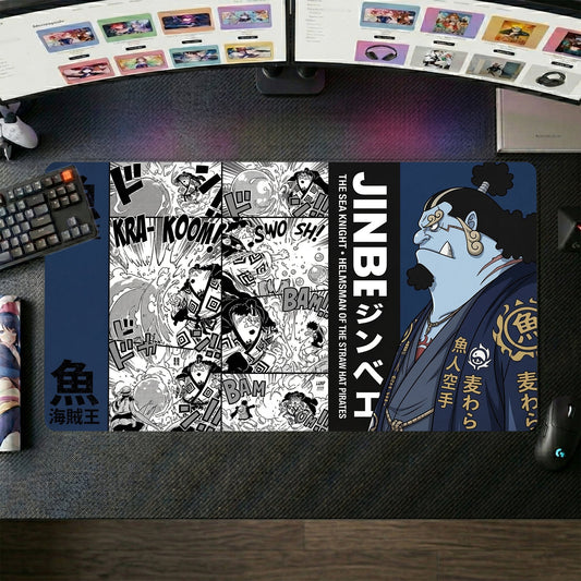 Jinbe anime mouse pad XL gaming desk mat Fishman Samurai Portrait