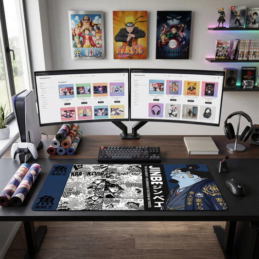 Jinbe anime mouse pad XL gaming desk mat Fishman Samurai Portrait
