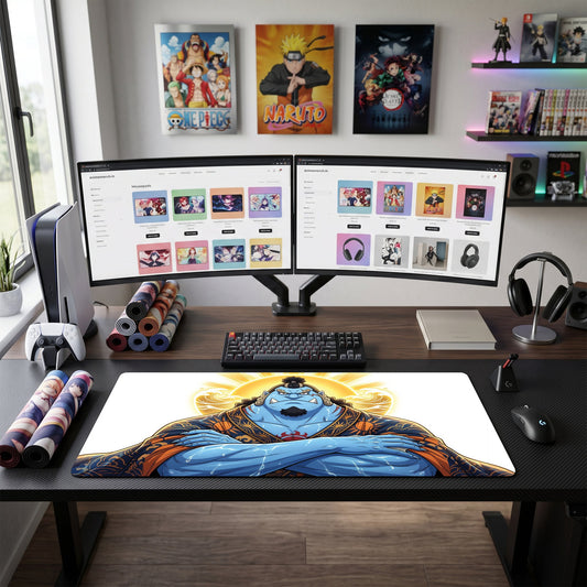 Jinbe anime mouse pad XL gaming desk mat Crossed Arms Mythic Power
