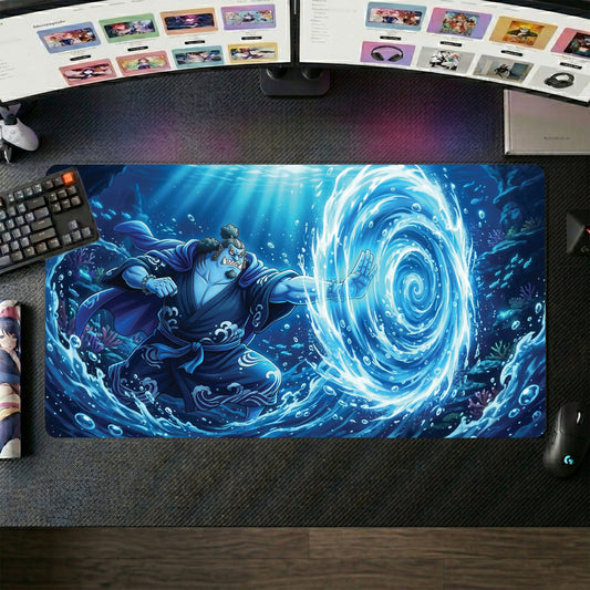Jinbe anime mouse pad XL gaming desk mat Swirling Water Underwater