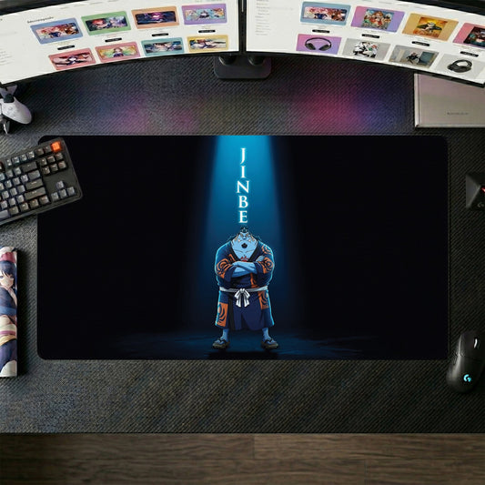 Jinbe anime mouse pad XL gaming desk mat Standing Confident Fish Like