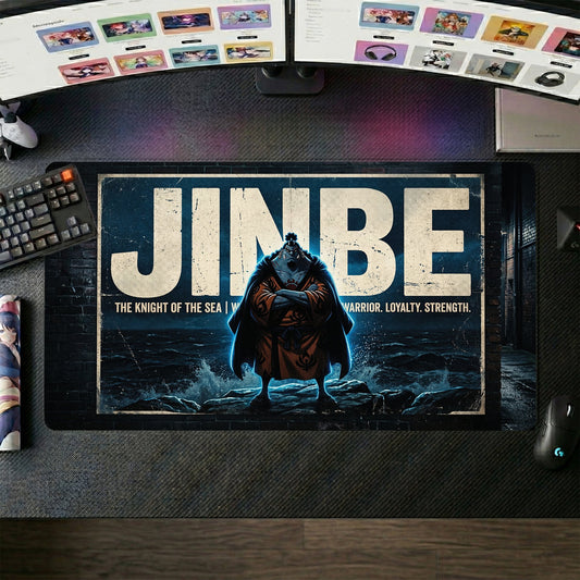 Jinbe anime mouse pad XL gaming desk mat Standing Firm Dark Gritty