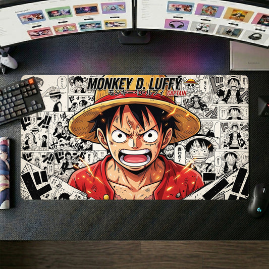 Luffy anime mouse pad XL gaming desk mat Angry Pose Manga Style