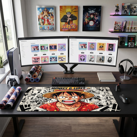 Luffy anime mouse pad XL gaming desk mat Angry Pose Manga Style