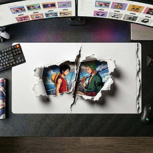 Luffy anime mouse pad XL gaming desk mat Back Turned Strawhat Zoro Three Swords Green