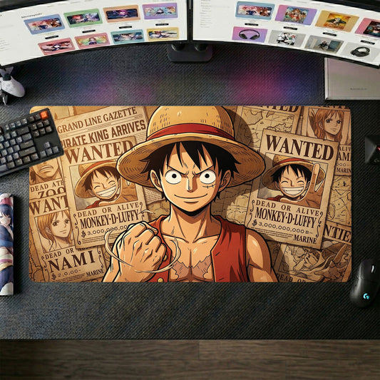 Luffy anime mouse pad XL gaming desk mat Brave Wanted Poster Hero