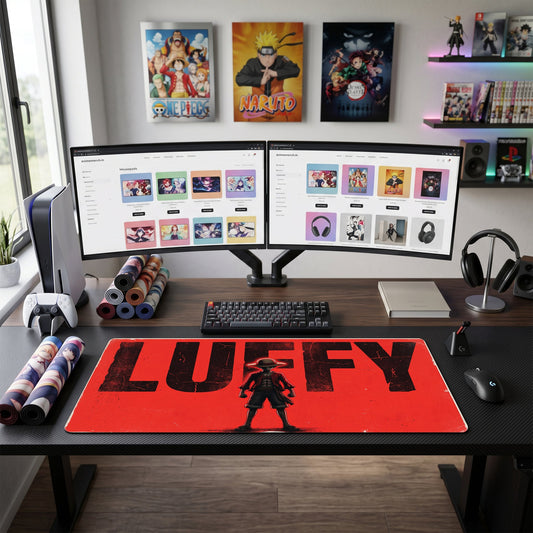 Luffy anime mouse pad XL gaming desk mat Dark Vibrant Red