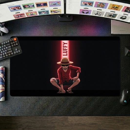 Luffy anime mouse pad XL gaming desk mat Glowing Portrait Dark