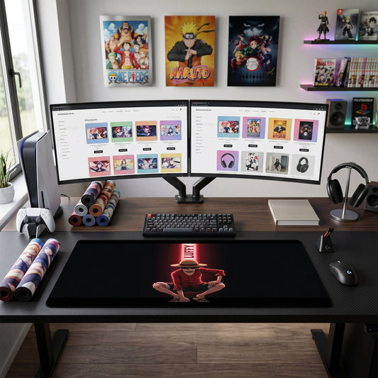 Luffy anime mouse pad XL gaming desk mat Glowing Portrait Dark