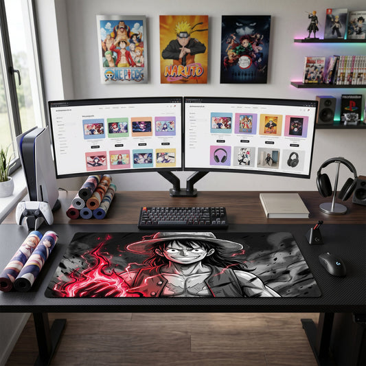 Luffy anime mouse pad XL gaming desk mat Smiling Fiercely Dark Hero