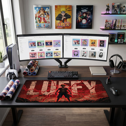 Luffy anime mouse pad XL gaming desk mat Standing Confidently Dark Intense