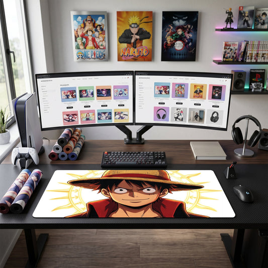 Luffy anime mouse pad XL gaming desk mat Sun God Red Rise