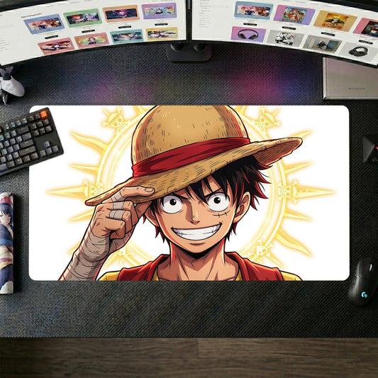 Luffy anime mouse pad XL gaming desk mat Tipping Hat Playful Swagger