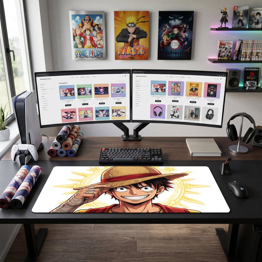 Luffy anime mouse pad XL gaming desk mat Tipping Hat Playful Swagger