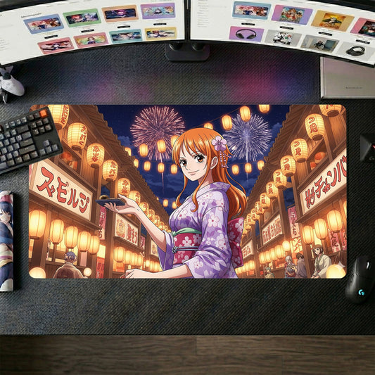 Nami anime mouse pad XL gaming desk mat Geisha Lantern Festival Vibe