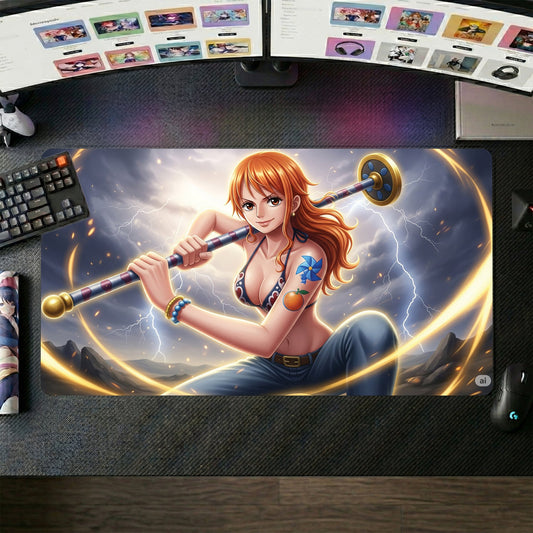 Nami anime mouse pad XL gaming desk mat Golden Aura Storm Warrior