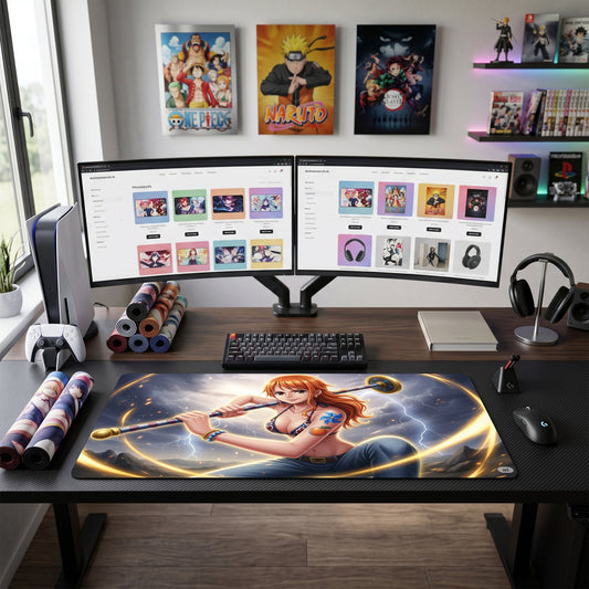 Nami anime mouse pad XL gaming desk mat Golden Aura Storm Warrior