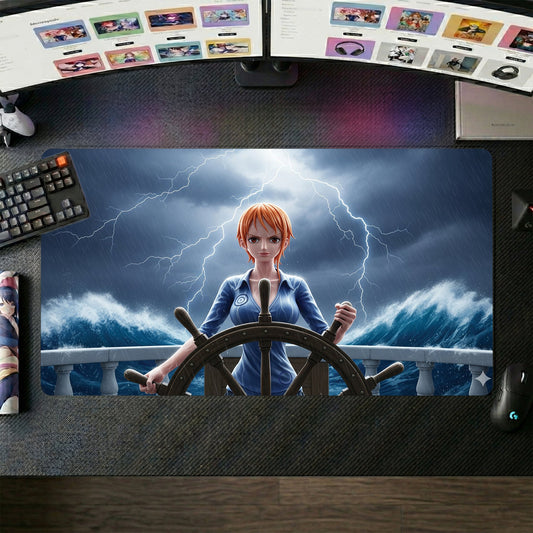 Nami anime mouse pad XL gaming desk mat Turbulent Sea Storm Chaser