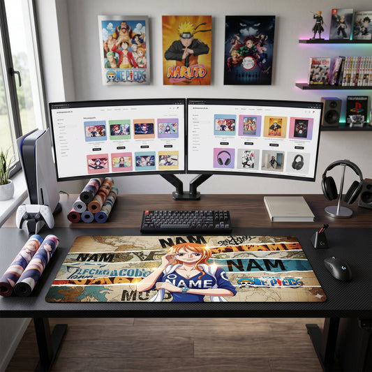 Nami anime mouse pad XL gaming desk mat Vintage Travel Poster Aesthetic