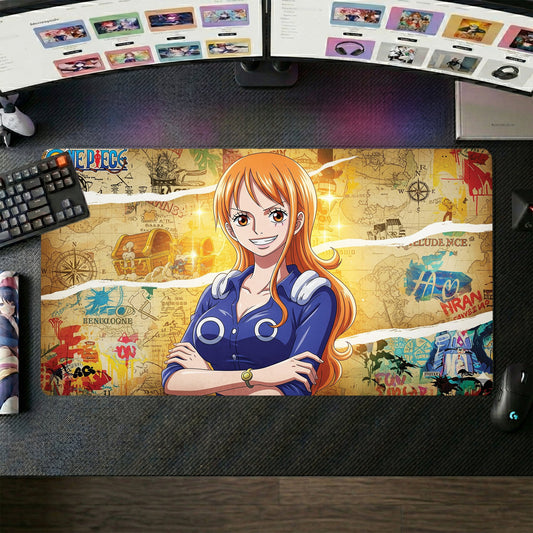 Nami anime mouse pad XL gaming desk mat Vintage Treasure Map Aesthetic